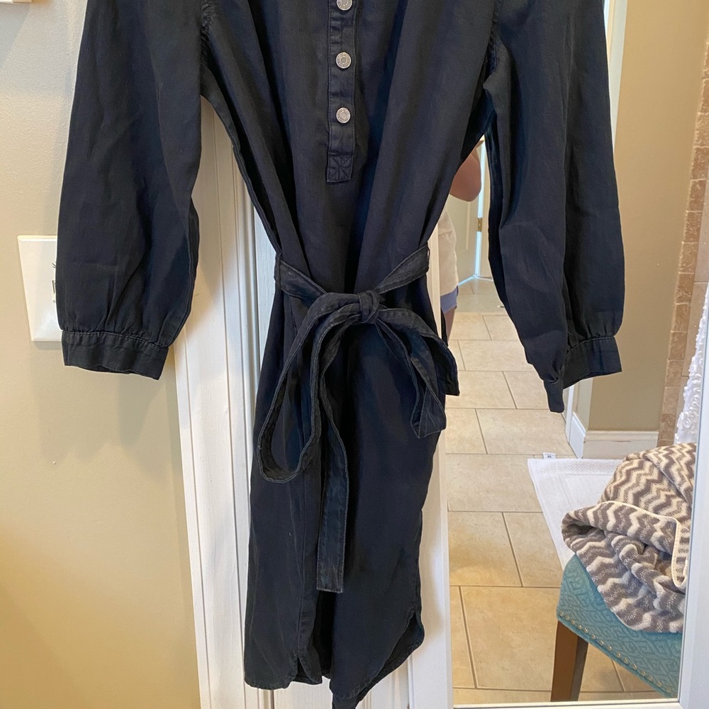 new with tags, black denim gap dress, button up
